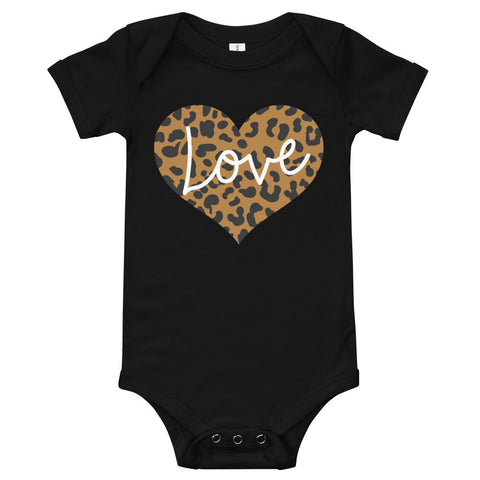 Leopard Love Heart Short Sleeve Onesie